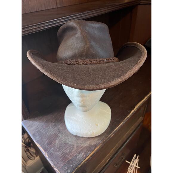 BC "Hat In The Pouch" Vintage Leather Australian Cowboy Hat, MED - Picture 6 of 7